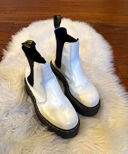 Martens white patent - white,